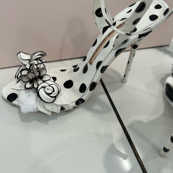 Sophia Webster Black and White Heels with Floral Accents